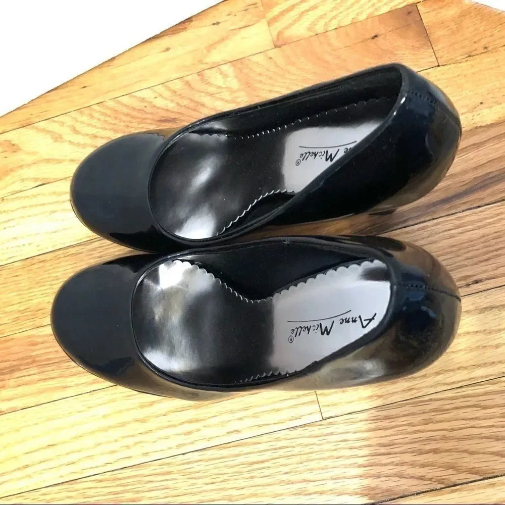 Black patent leather shiny platform heels shoes 9 NEW NIB NWT rockabilly pinup